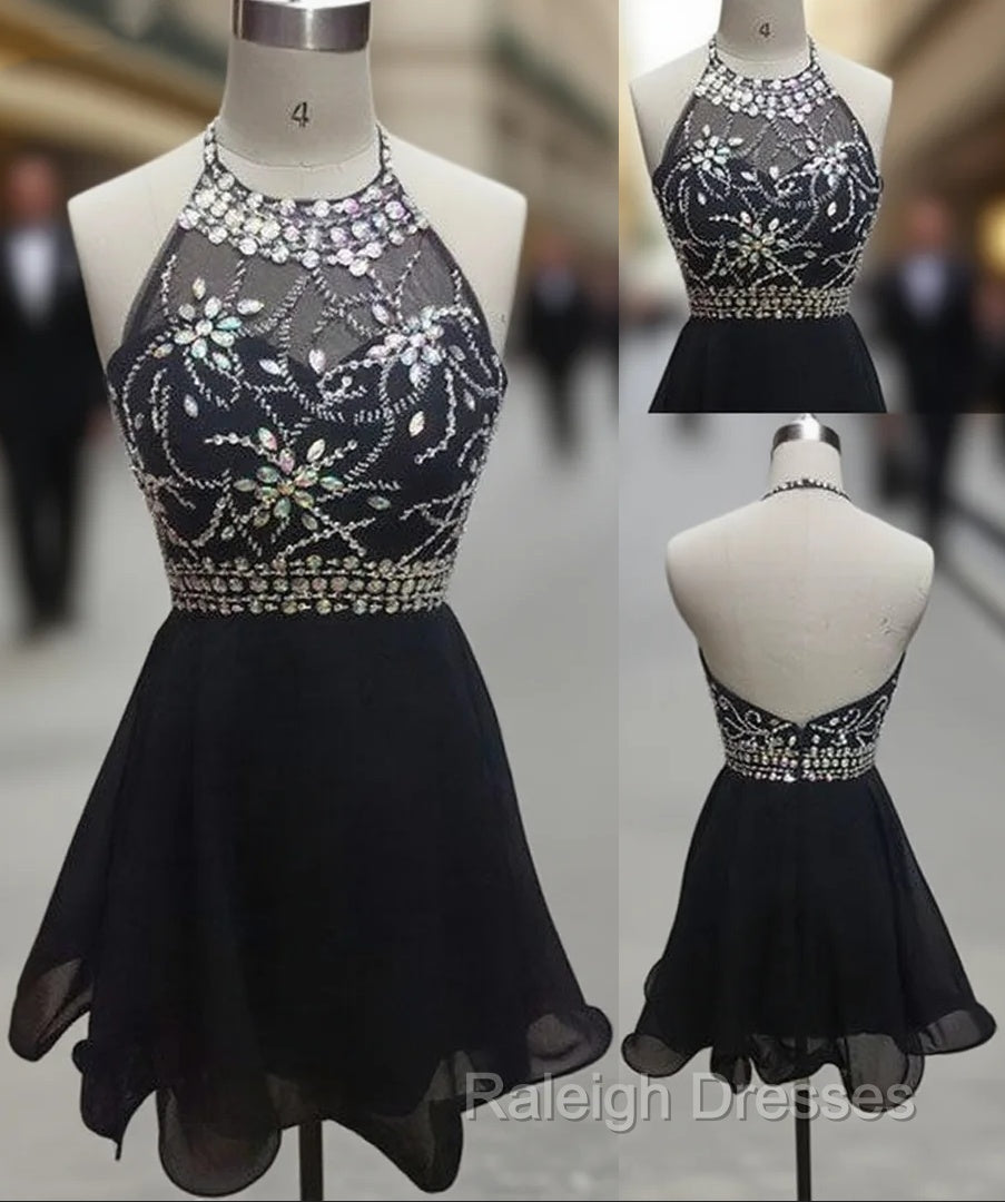 Backless Black Short Prom Dresses, Cute Homecoming Dresses Main image