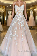 Backless Champagne Lace Prom Dresses, Open Back Champagne Lace Formal Evening Dresses