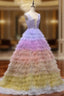 Backless Deep-V neck Tulle Multicolor Sleeveless Wedding Dress