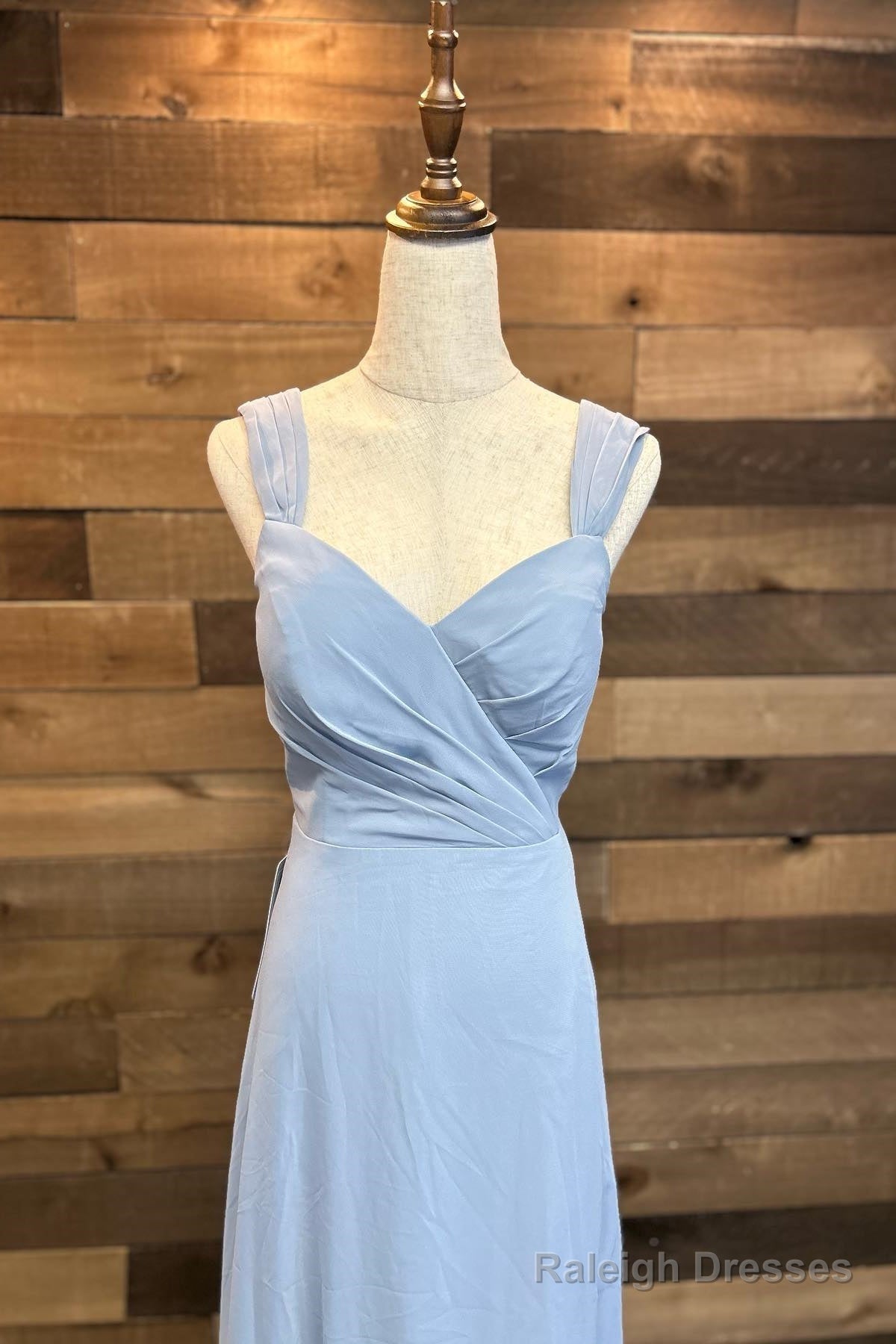 Backless Light Blue Chiffon Long Bridesmaid Dress