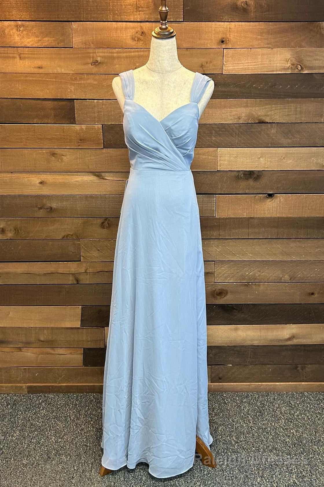 Backless Light Blue Chiffon Long Bridesmaid Dress Main image