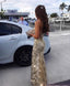 Mermaid Prom Dresses Vintage Backless Lace Prom Dresses Gold Sequin Prom Dresses