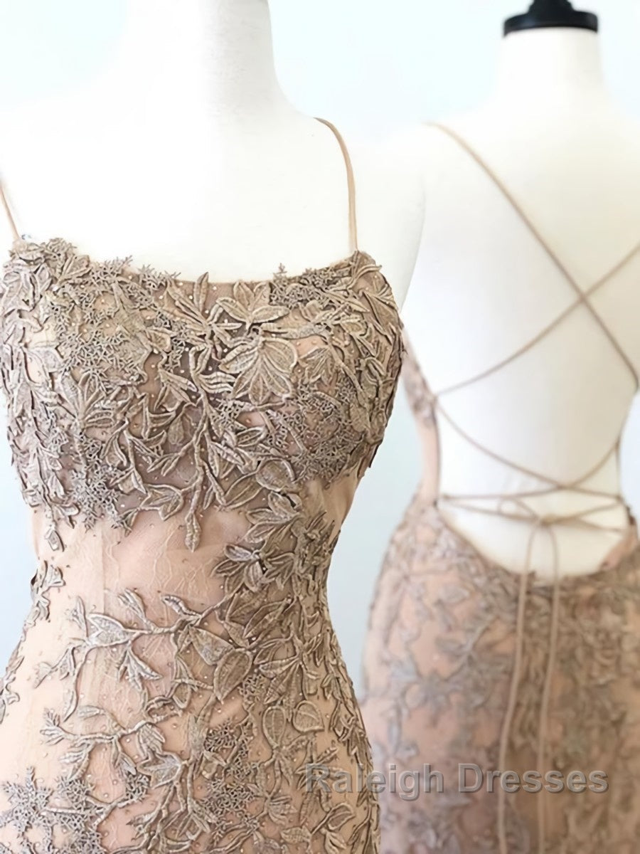 Backless Mermaid Champagne Lace Prom Dress Champagne Backless Mermaid Lace Prom Dress Secondary image