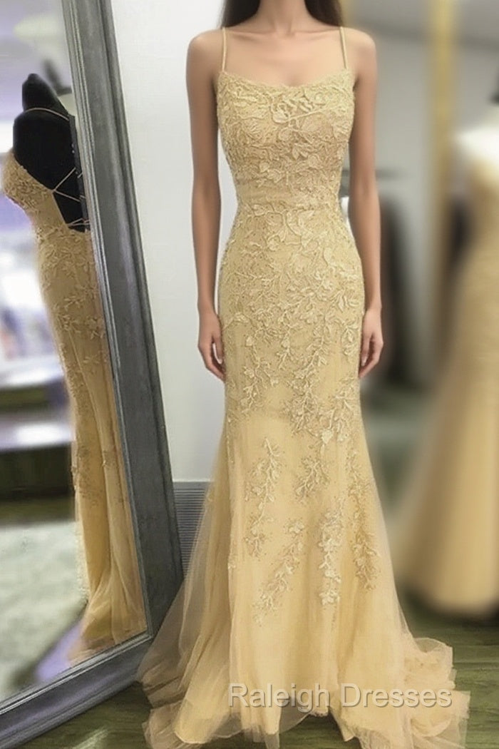 Backless Orange Lace Long Prom Dress, Mermaid Orange Lace Formal Dress