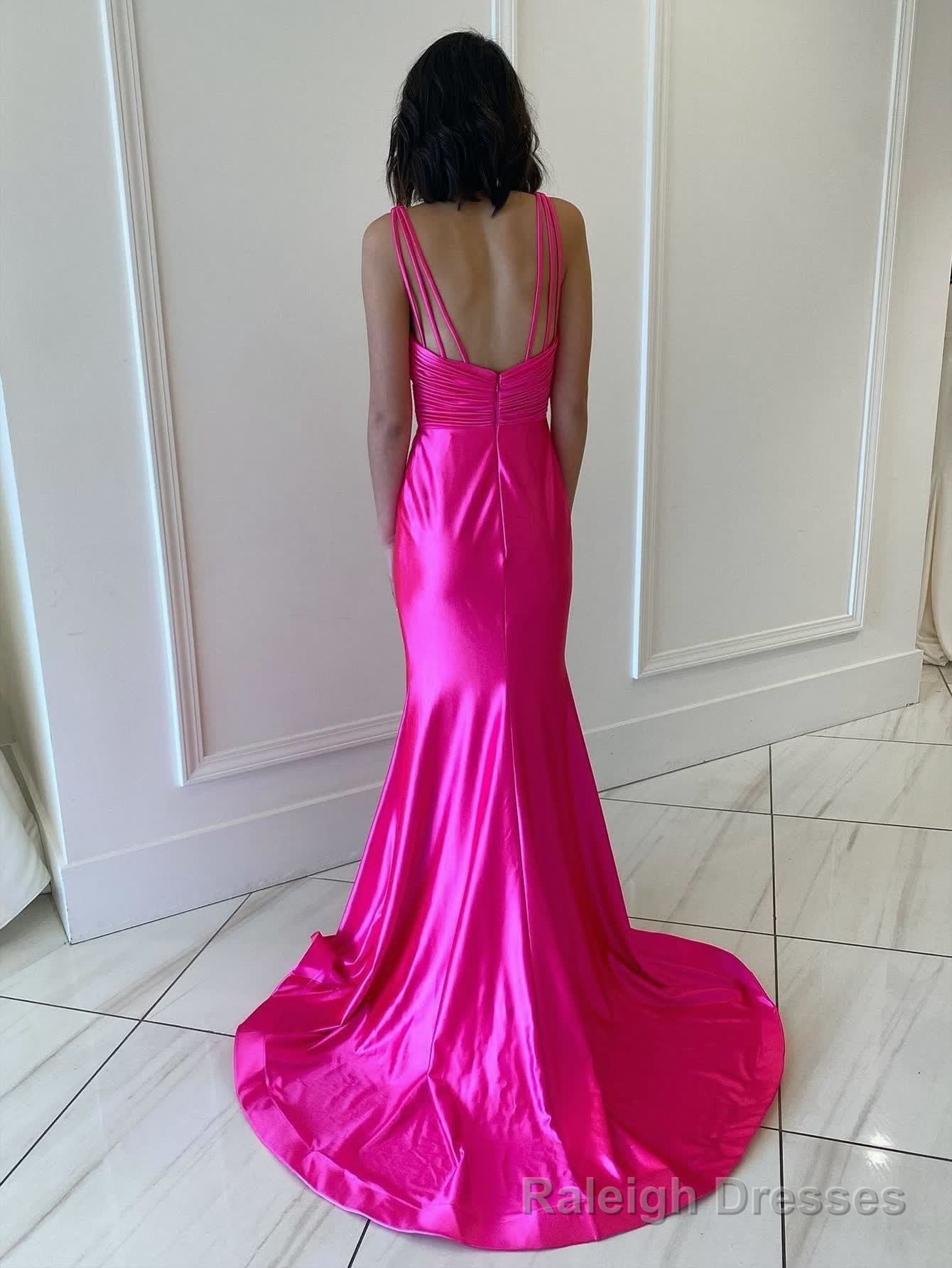 Backless Pink V Neck Long Prom Dress Secondary image