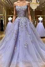 Backless Purple Lace Prom Dresses, Open Back Purple Lace Formal Evening Dresses