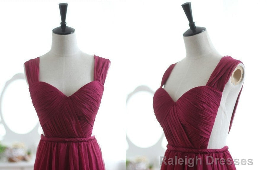Backless Wine Red/Burgundy Chiffon Prom Dresses/Bridesmaid Dresses