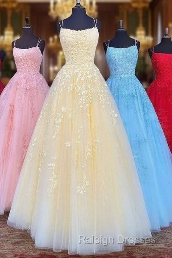 Backless Yellow Pink Blue Red Burgundy Lace Prom Dresses, Backless Lace Formal Evening Bridesmaid Dresses Main image