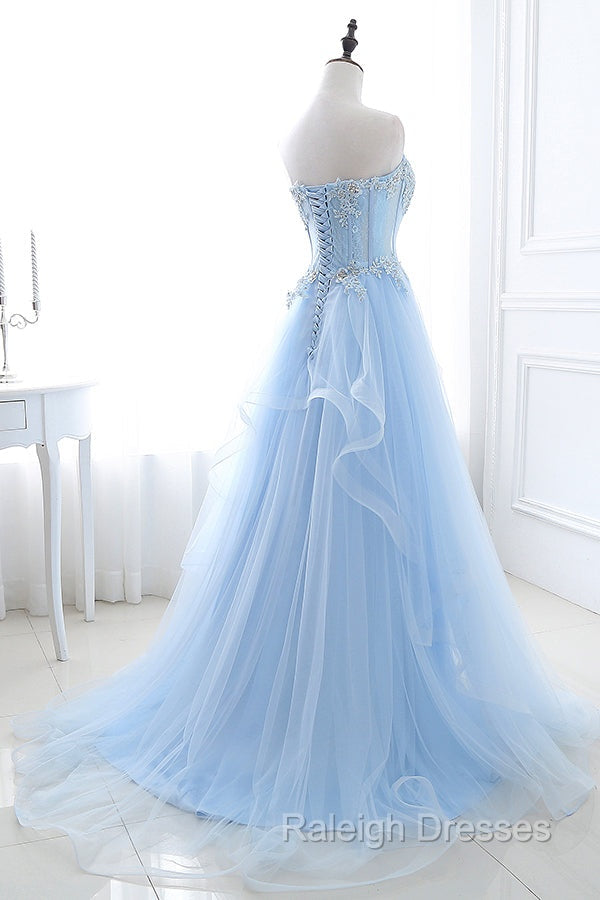Light Blue Beaded Long Prom Dress Secondary image