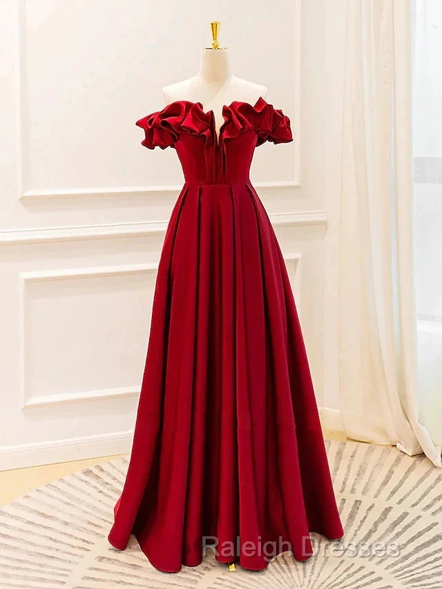 Ball Gown A-Line Prom Gown Empire Dresses Prom Floor Length Sleeveless V Neck Jersey With Pleats Strappy