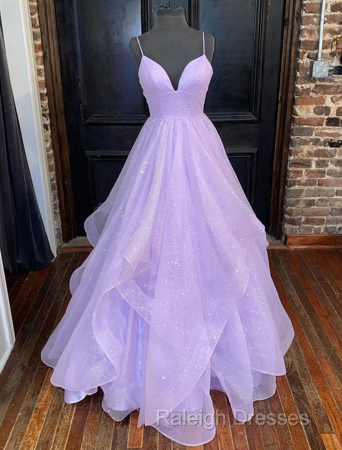 Ball Gown A-Line Prom Dresses Sparkle & Shine Dress Formal Floor Length Sleeveless Sweetheart Tulle Backless With Pleats Ruffles Secondary image