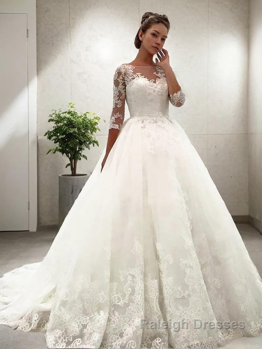 Ball Gowns Bateau Court Train Tulle Wedding Dresses Main image