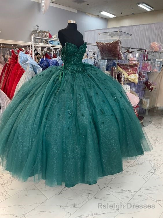 Ball Gown Beaded Green  Quinceanera Dress Spaghetti Straps Graduation Dresses