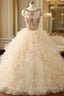 Ball Gown Beaded Long Sweet Years Party Gowns Ruffles Tulle Prom Dress