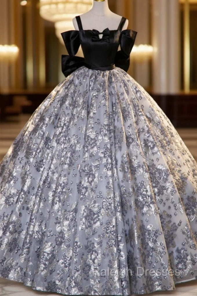 Ball Gown Black Satin Bow Quinceanera Dress