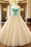 Ball Gown Champagne Tulle Sequins Off The Shoulder Wedding Dress