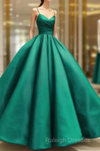 Ball Gown Dress Satin V-Neck Spagetti Straps