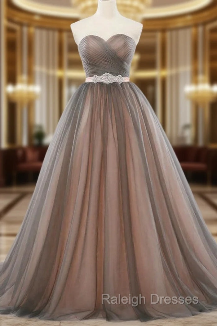 Ball Gown Gray Tulle Sweetheart With Beading Wedding Dresses Main image
