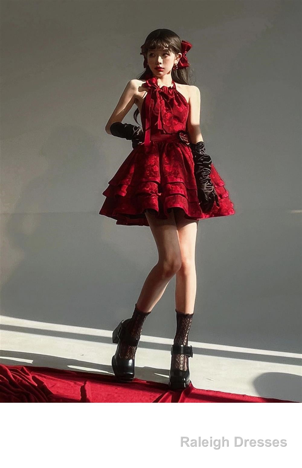 Ball Gown Halter Dark Red Christmas Dress Birthday Dresses Birthday Outfits Main image
