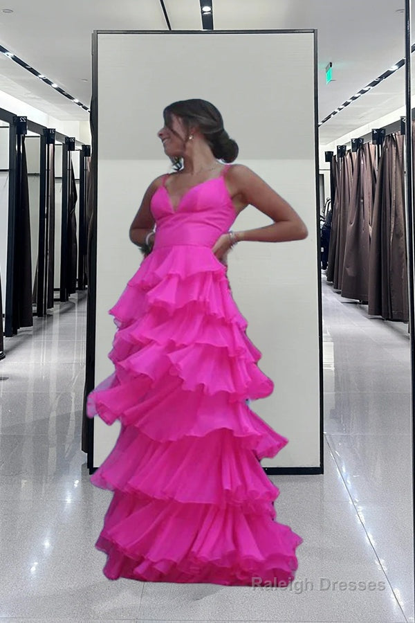Ball Gown Hot Pink Straps Evening Party Dress Prom Dress Main image