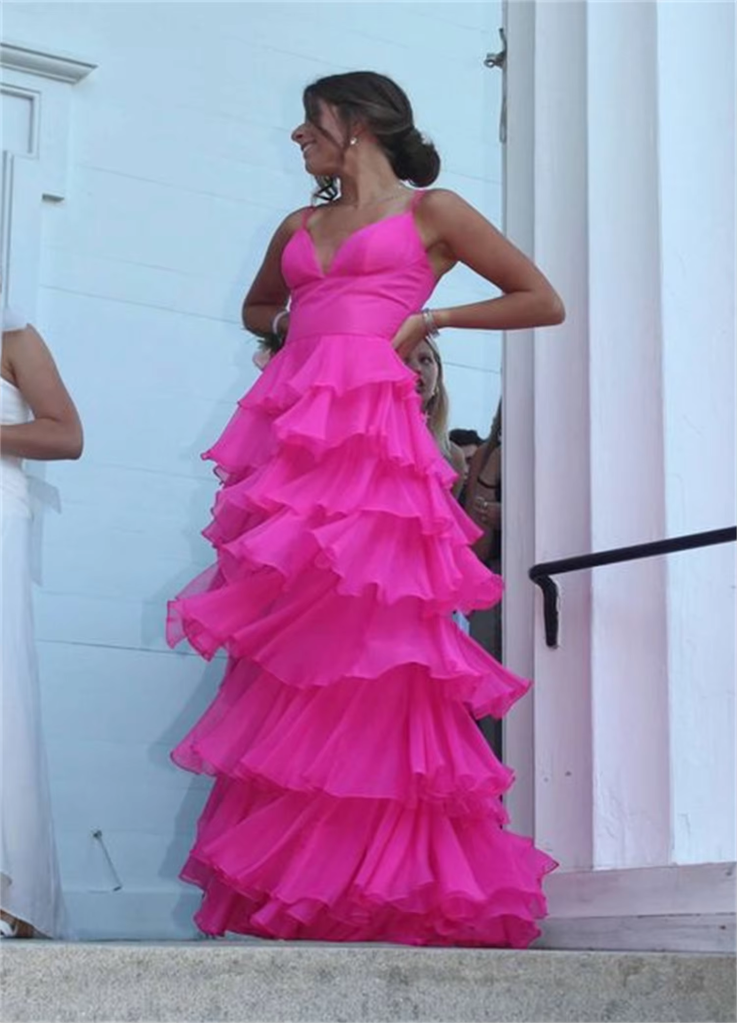 Ball Gown Hot Pink Straps Evening Party Dress Prom Dress
