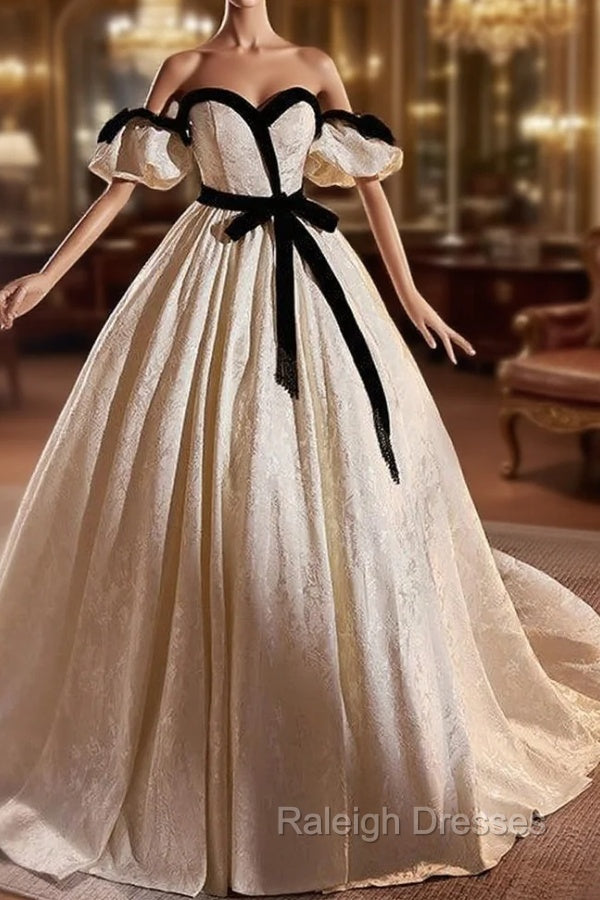 Ball Gown Ivory Off the Shoulder Prom Dress