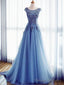 Ball-Gown Jewel Appliques Lace Sweep Train Tulle Dress