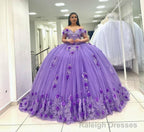 Ball Gown Lace Off-the-Shoulder Lavender Quinceanera Dress