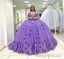 Ball Gown Lace Off-the-Shoulder Lavender Quinceanera Dress