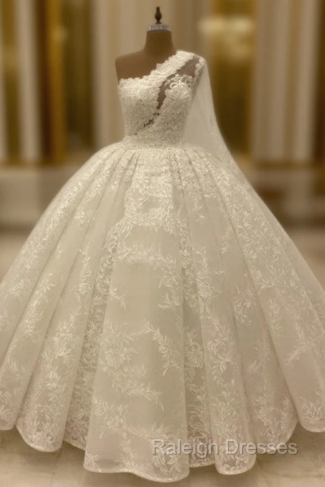 Ball Gown Lace Wedding Dresses One Shoulder Main image