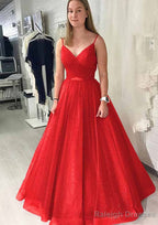 Ball Gown Long Dress Floor Length Sparkling Tulle Prom Dress With Pleated