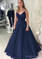 Ball Gown Long Dress Floor Length Sparkling Tulle Prom Dress With Pleated