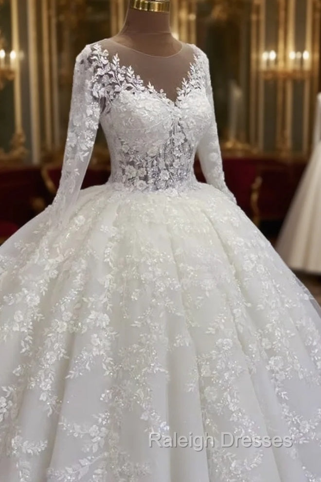 Ball Gown Long Sleeve Lace Wedding Dress Main image