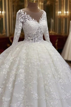 Ball Gowns Long Sleeve Lace Wedding Dress