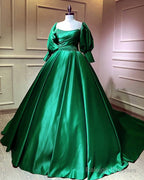Ball Gowns Long Sleeve Satin Dresses