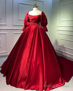 Ball Gowns Long Sleeve Satin Dresses