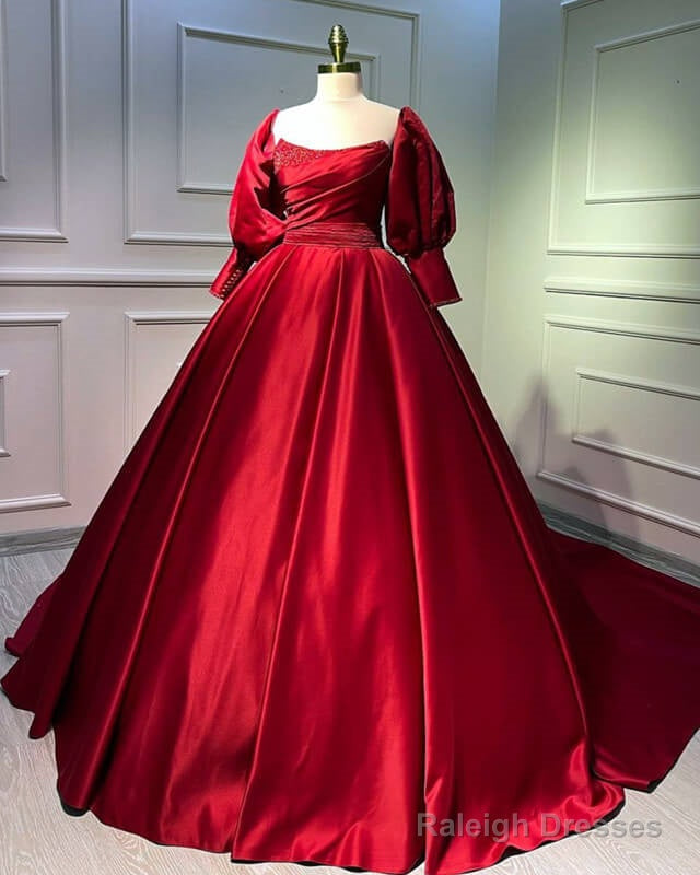 Ball Gowns Long Sleeve Satin Dresses