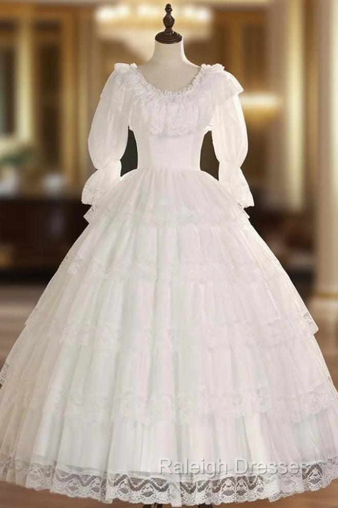 Ball Gown Long Sleeve Tulle Lace Wedding Dress