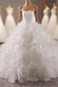 Ball Gown Luxury White Tulle 3D Flower Wedding Dress