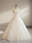Ball-Gowns Off-the-Shoulder 1/2 Sleeves Appliques Lace Floor Length Tulle Wedding Dress