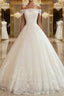 Ball Gown Off-the-Shoulder Floor Length Tulle Wedding Dress With Appliques Lace