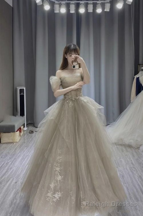 Ball Gown Off The Shoulder Long Prom Dress Tulle Evening Dress Secondary image