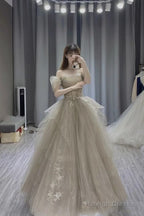 Ball Gown Off The Shoulder Long Prom Dress Tulle Evening Dress