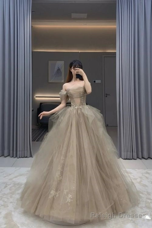 Ball Gown Off The Shoulder Long Prom Dress Tulle Evening Dress Main image