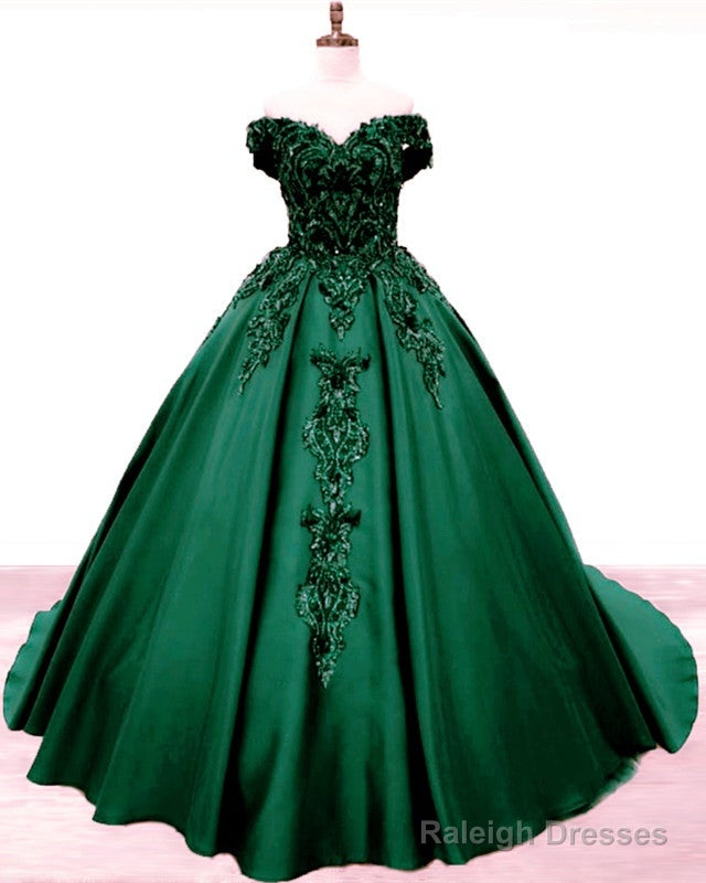 Ball Gown Off The Shoulder Satin Dresses With 3D Lace