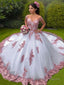 Ball Gowns Off-the-Shoulder Sweep Train Lace Wedding Dresses With Appliques Lace