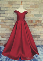 Ball Gown Off-The-Shoulder Sweep Train Satin Prom Dresses With Waistband