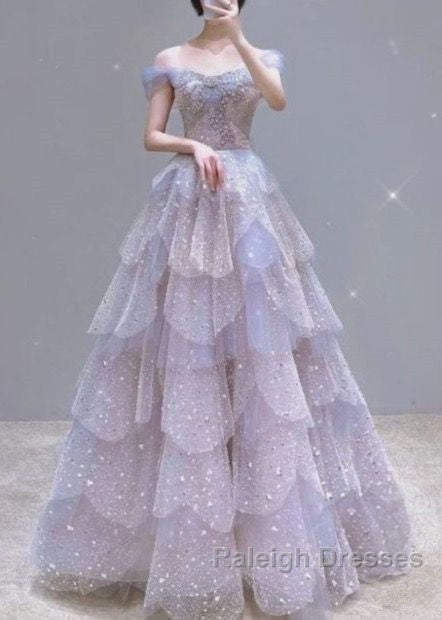 Ball Gown Off The Shoulder Tulle Prom Dresses Evening Dress
