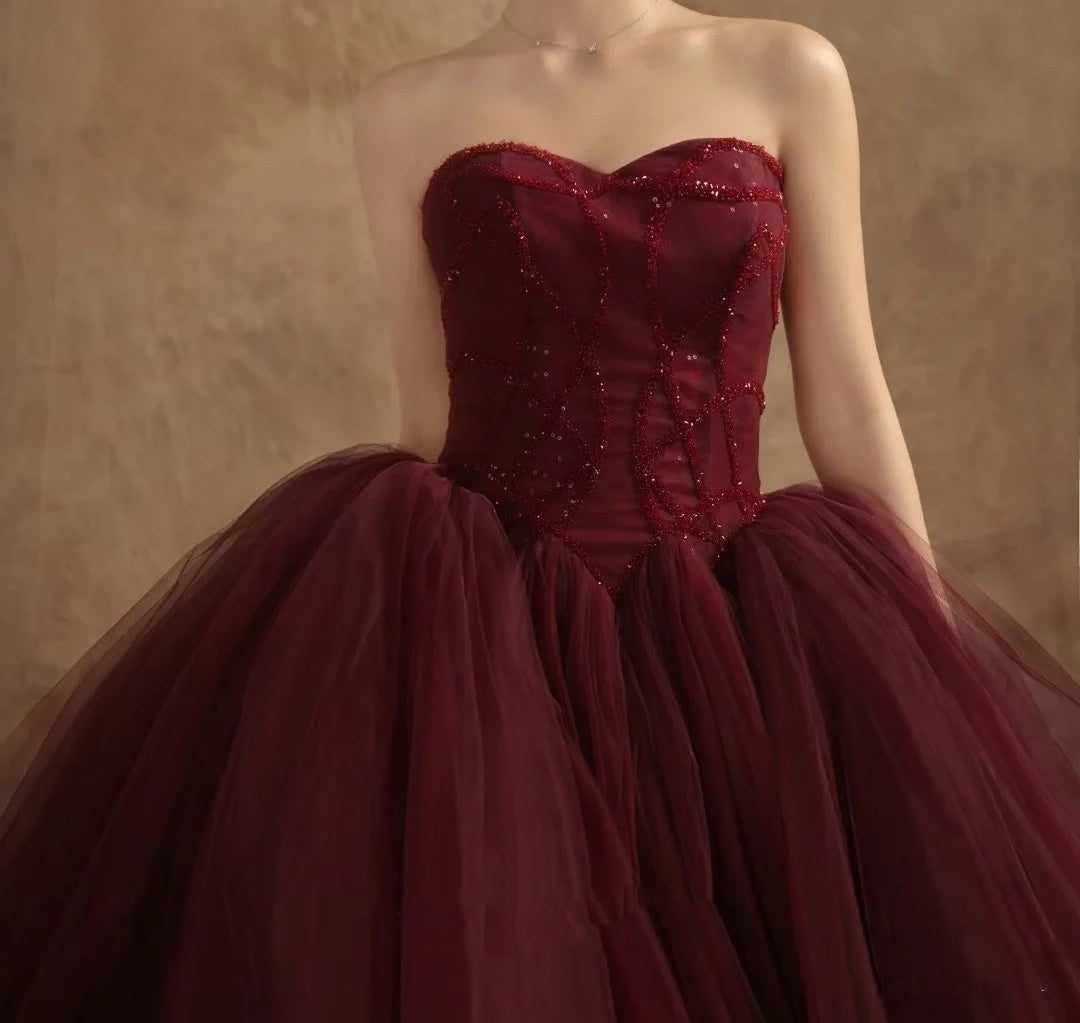 Ball Gowns Off The Shoulder Tulle Red Sweet 16 Dress