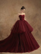 Ball Gowns Off The Shoulder Tulle Red Sweet 16 Dress